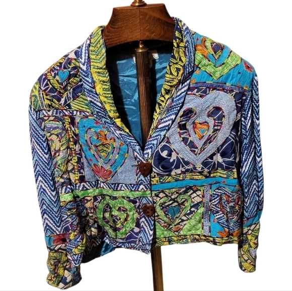 Sandy Starkman Jackets & Blazers - Vintage Sandy Starkman Colorful Patchwork Boho Jacket Blazer Size Medium